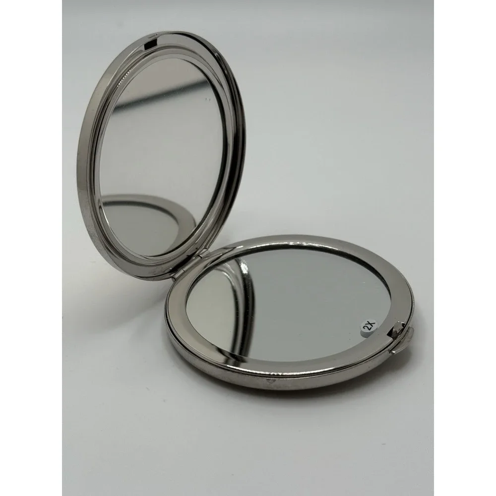 Classic Collection Round Compact Pocket Mirror Mercedes-Benz Goldtone Silvertone